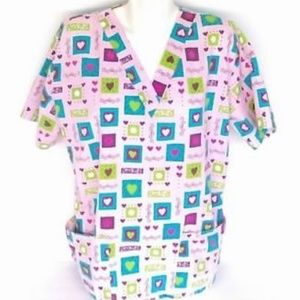S.C.R.U.B.S CO. Scrub Top Women's size Large Heart